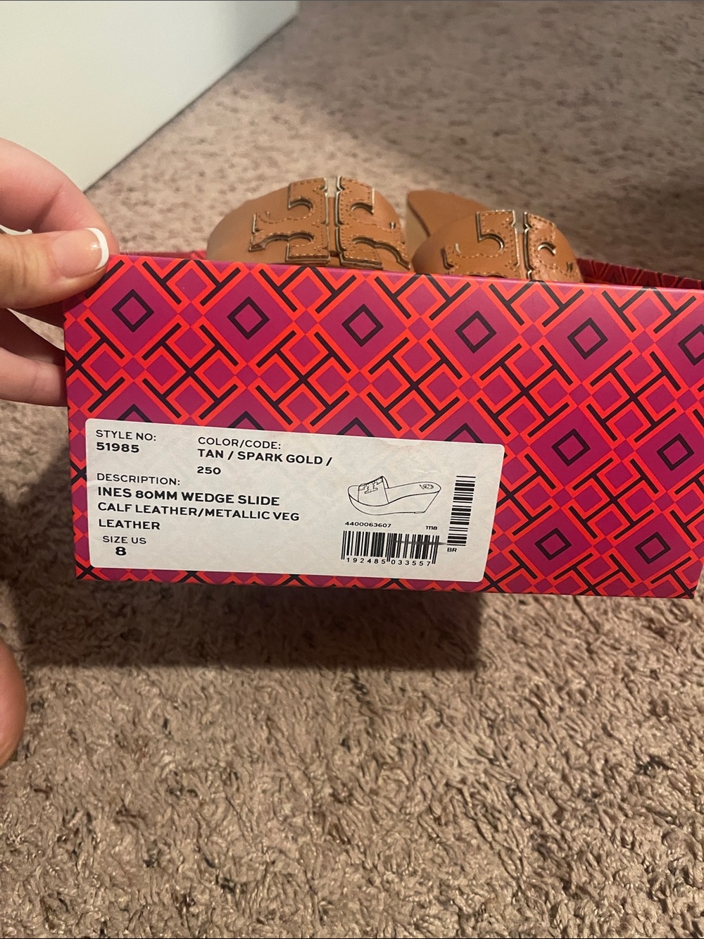 Tory Burch Brown Leather Platform Wedge Slides